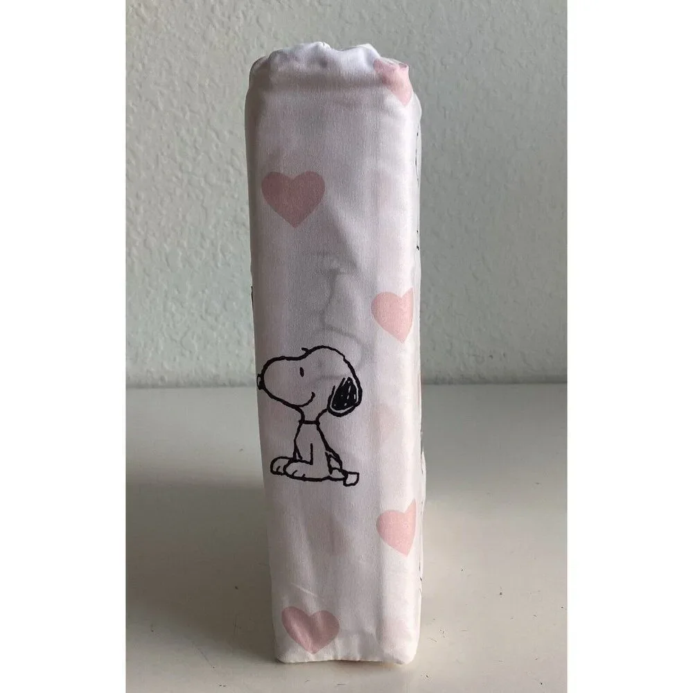 4 Pc Peanuts Snoopy Pink Hearts Valentines Day QUEEN Size Sheet Set Soft‎ NEW